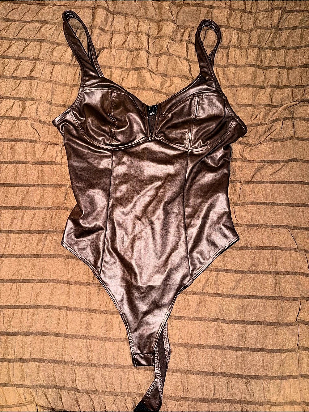 Iris Brown Leather Bodysuit